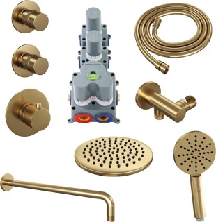 Brauer Gold Edition thermostatische inbouw doucheset geborsteld goud