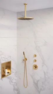Brauer Gold Edition thermostatische inbouw doucheset geborsteld goud