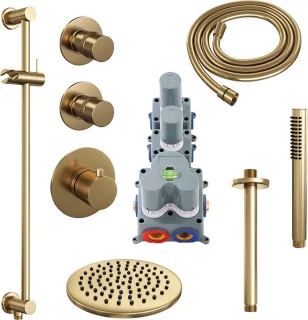 Brauer Gold Edition thermostatische inbouw doucheset geborsteld goud