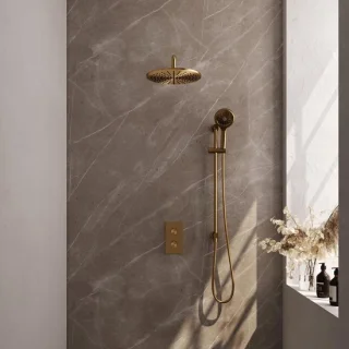 Brauer Gold Edition Thermostatische Regendoucheset Inbouw - Geborsteld Goud