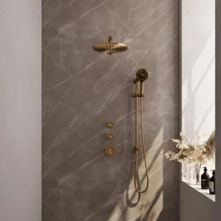 Brauer Gold Thermostatische Regendoucheset Inbouw - Geborsteld Goud
