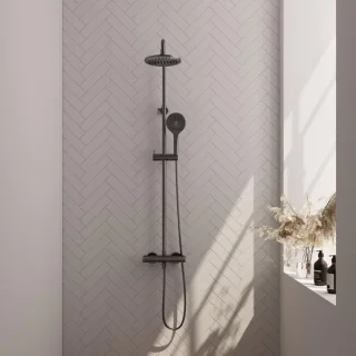 Brauer Gunmetal Carving Opbouw Thermostatische Regendoucheset