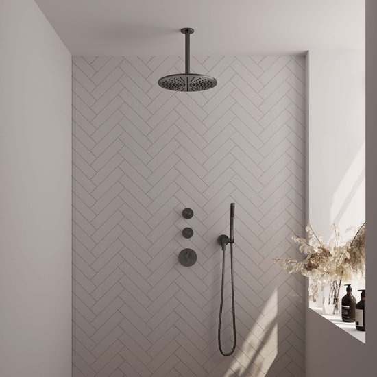 Brauer Gunmetal Carving Regendoucheset Inbouw