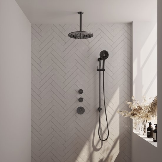 Brauer Gunmetal Carving Regendoucheset Inbouw