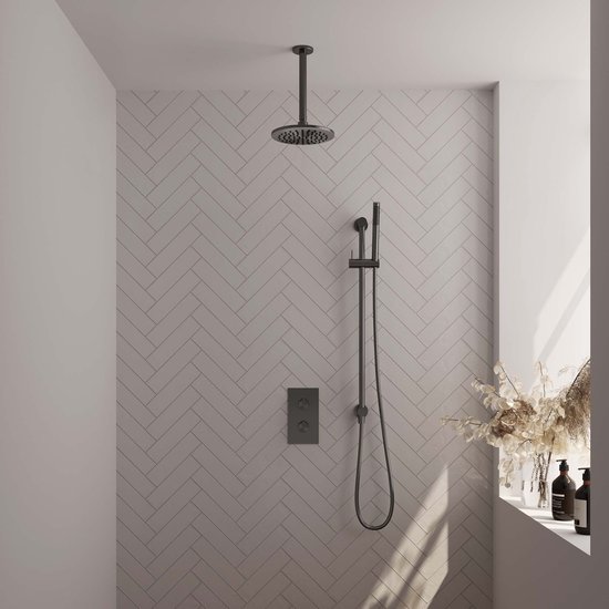BRAUER Gunmetal Edition thermostatische regendouche set 20 cm inclusief handdouche