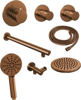 Brauer Regendoucheset Inbouw 20cm Rond Geborsteld Koper