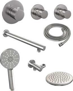 Brauer Regendoucheset Inbouw 20cm Rond Geborsteld Nikkel PVD