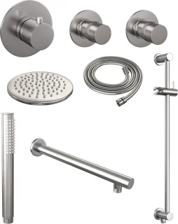 Brauer Regendoucheset Inbouw 20cm Rond Geborsteld Nikkel PVD Thermostaatkraan