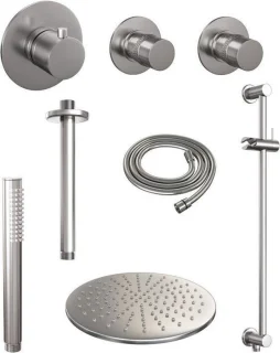 Brauer Regendoucheset Inbouw 30cm Rond Geborsteld Nikkel PVD