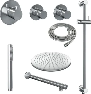 Brauer Regendoucheset Inbouw 30cm Rond Glans Chroom Thermostaatkraan