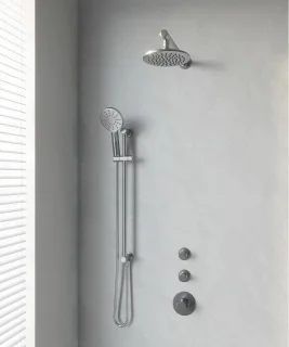 Brauer Regendoucheset Inbouw Muur 20cm Rond Geborsteld Nikkel PVD Thermostaatkraan