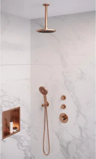 Brauer Regendoucheset Inbouw Plafond 20cm Rond Geborsteld Koper
