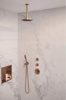 Brauer Regendoucheset Inbouw Plafond 20cm Rond Geborsteld Koper