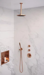 Brauer Regendoucheset Inbouw Plafond 20cm Rond Geborsteld Koper