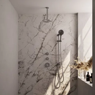 Brauer Regendoucheset Inbouw Plafond 20cm Rond Geborsteld Nikkel PVD