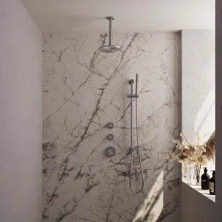 Brauer Regendoucheset Inbouw Plafond 20cm Rond Geborsteld Nikkel PVD