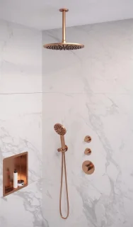 Brauer Regendoucheset Inbouw Plafond 30cm Rond Geborsteld Koper