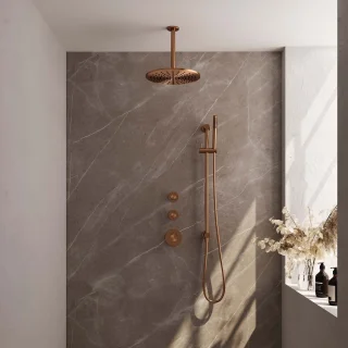 Brauer Regendoucheset Inbouw Plafond 30cm Rond Geborsteld Koper
