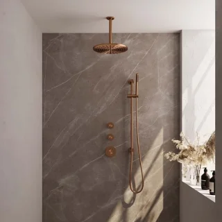 Brauer Regendoucheset Inbouw Plafond 30cm Rond Geborsteld Koper