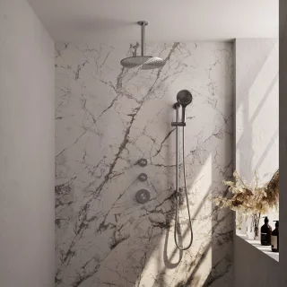 Brauer Regendoucheset Inbouw Plafond 30cm Rond Geborsteld Nikkel PVD