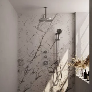 Brauer Regendoucheset Inbouw Plafond 30cm Rond Geborsteld Nikkel PVD