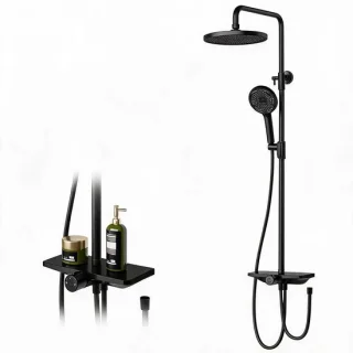Bresht regendoucheset RVS 25 cm zwart
