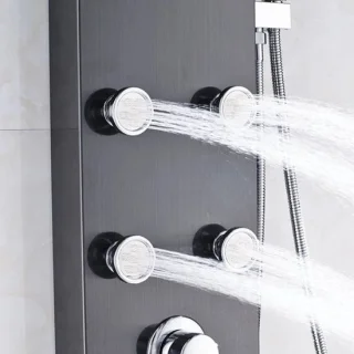 Brons douchezuil met regendouche en handdouche - zwart