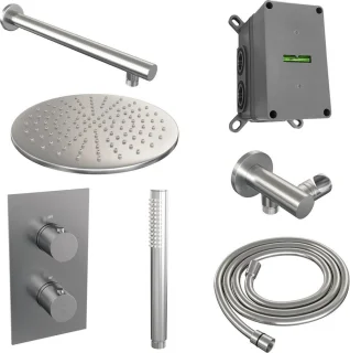 Brushed Edition 3-weg thermostatische regendouche inbouwset 26