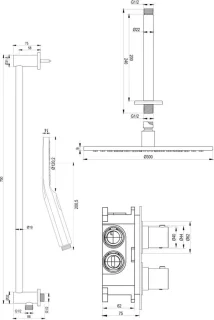 Brushed Edition 48 Thermostatische Regendouche Set 3-weg
