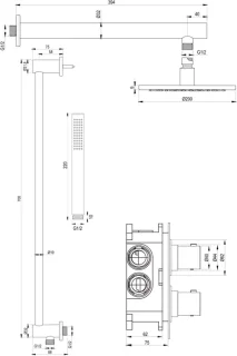 Brushed Edition thermostatische inbouw regendoucheset 3-weg RVS PVD