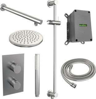 Brushed Edition thermostatische inbouw regendoucheset 3-weg RVS PVD
