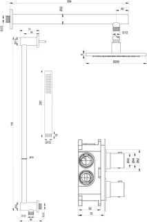 Brushed Edition thermostatische inbouw regendoucheset 3-weg RVS PVD