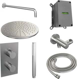 Brushed Edition thermostatische regendouche set met muurarm en handdouche