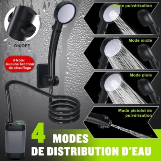 Campingdoucheset Elektrische Douchpomp met Smartdisplay en 4-Standen Douchekop