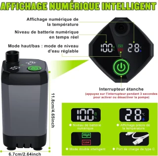 Campingdoucheset Elektrische Douchpomp met Smartdisplay en 4-Standen Douchekop