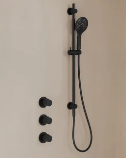 Caral inbouwthermostaat met Beam hoofddouche, glijstang en handdouche mat zwart