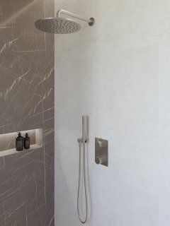 Caral Inbouwthermostaatset — stijlvolle regendouche in geborsteld staal