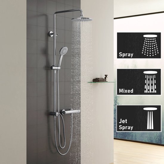 Complete regendouche met royale douchekop en multifunctionele handdouche