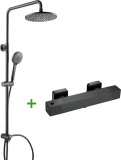 CECIPA Max regendouche met thermostaatkraan zwart - 22 cm