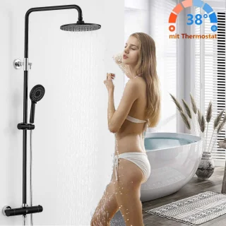 CECIPA Max Regendoucheset Thermostaatkraan Zwart