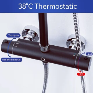 CECIPA Max Regendoucheset Thermostaatkraan Zwart