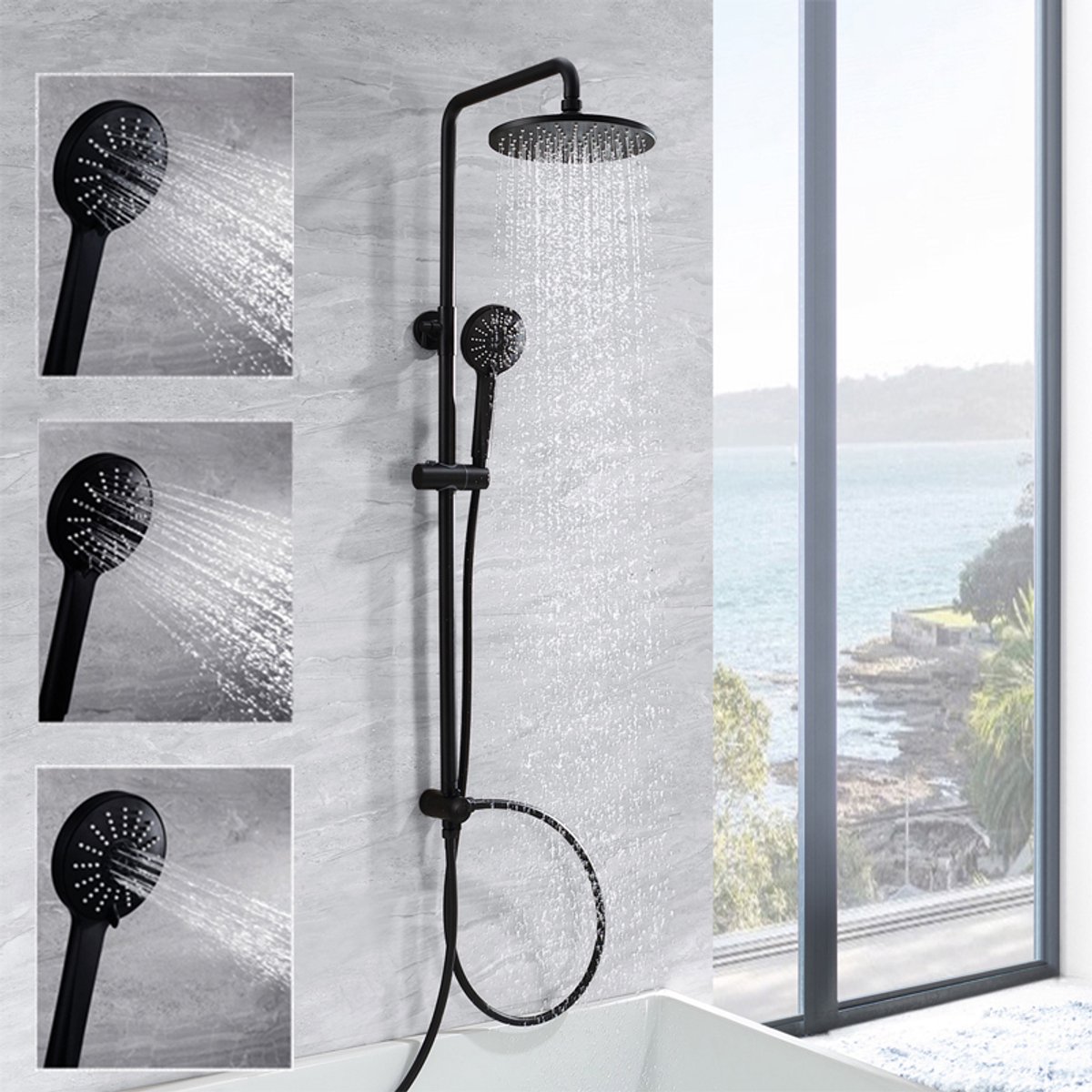 De CECIPA max Regendoucheset Zwart Roestvrijstaal in één oogopslag