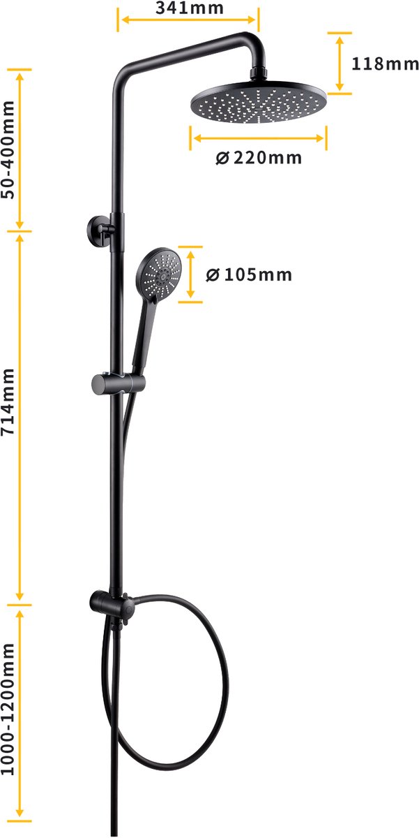 Wat vinden we goed aan de CECIPA max Regendoucheset Zwart Roestvrijstaal