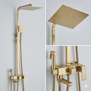 Cellista Regendouche Set Goud Geborsteld RVS