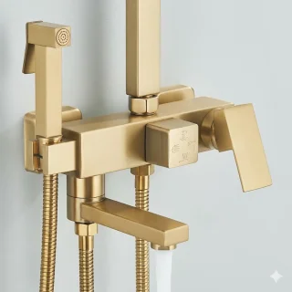 Cellista Regendouche Set Goud Geborsteld RVS