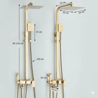 Cellista Regendouche Set Goud Geborsteld RVS