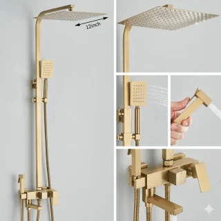 Cellista Regendouche Set Goud Geborsteld RVS