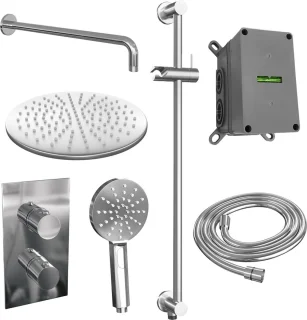 Chrome Edition SET 46 thermostatische regendouche 30 cm met muurarm en handdouche