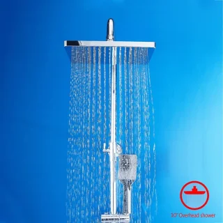 Chroom Regendouche Rechthoek 25x17cm met Handdouche en Stang
