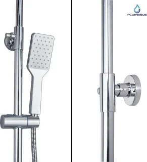 Chroom Regendouche Rechthoek 25x17cm met Handdouche en Stang